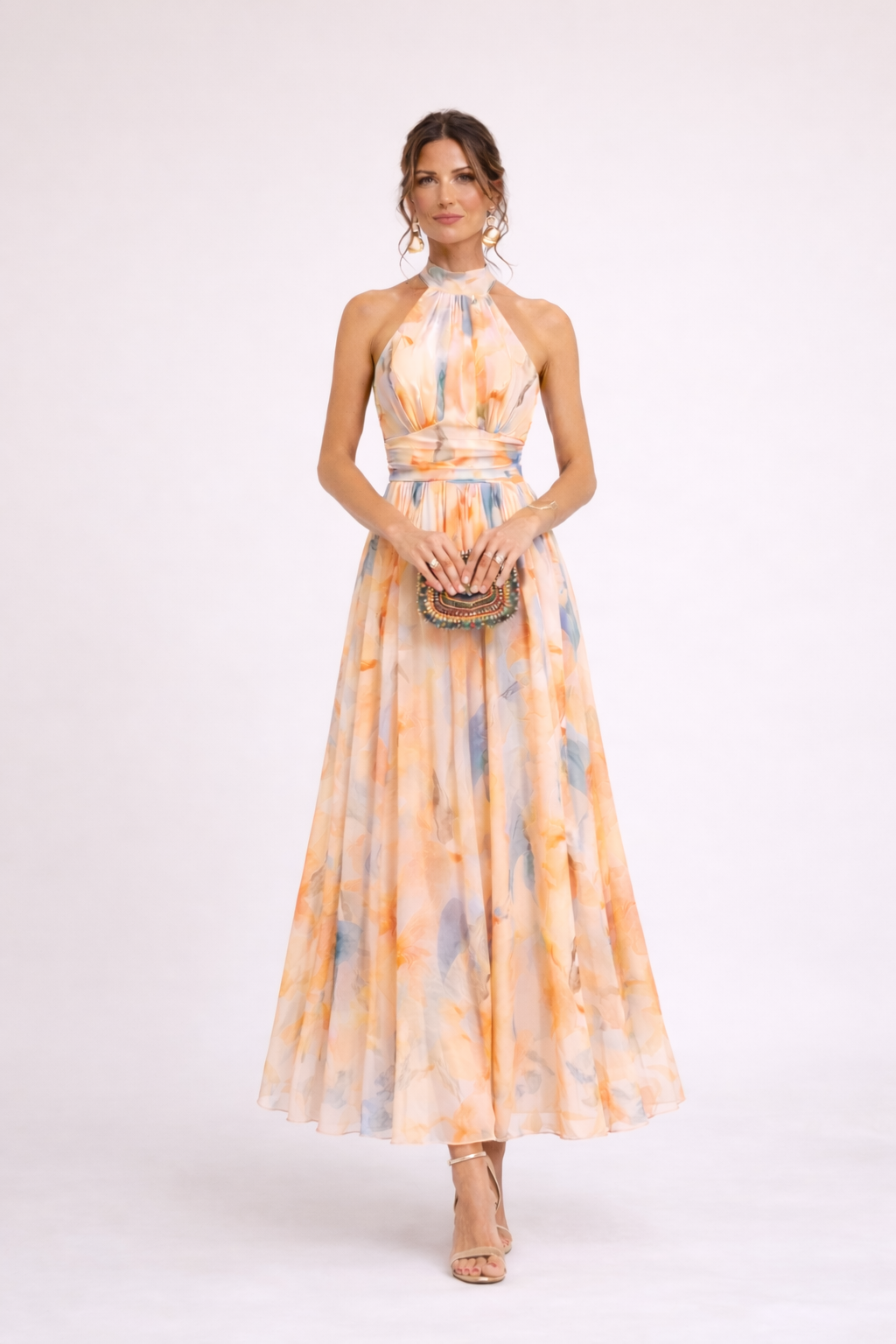 Loriane - Watercolor Halter Dress