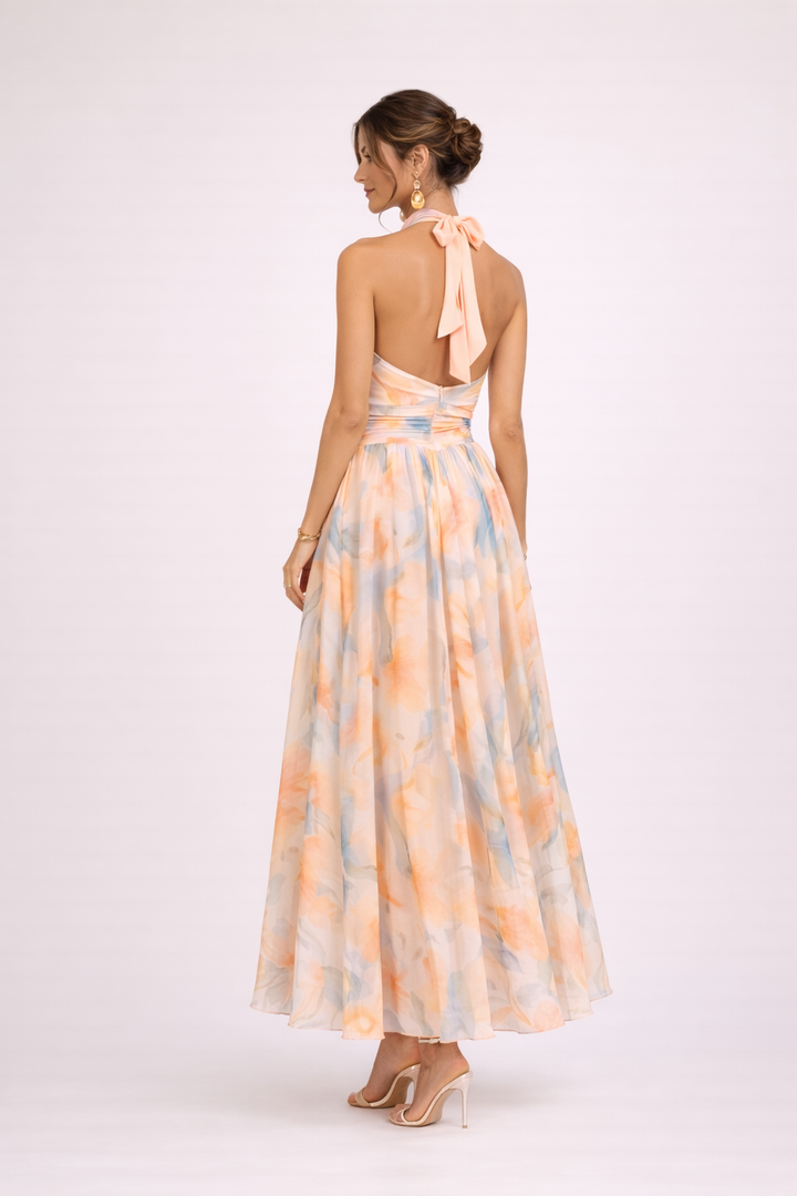 Loriane - Watercolor Halter Dress