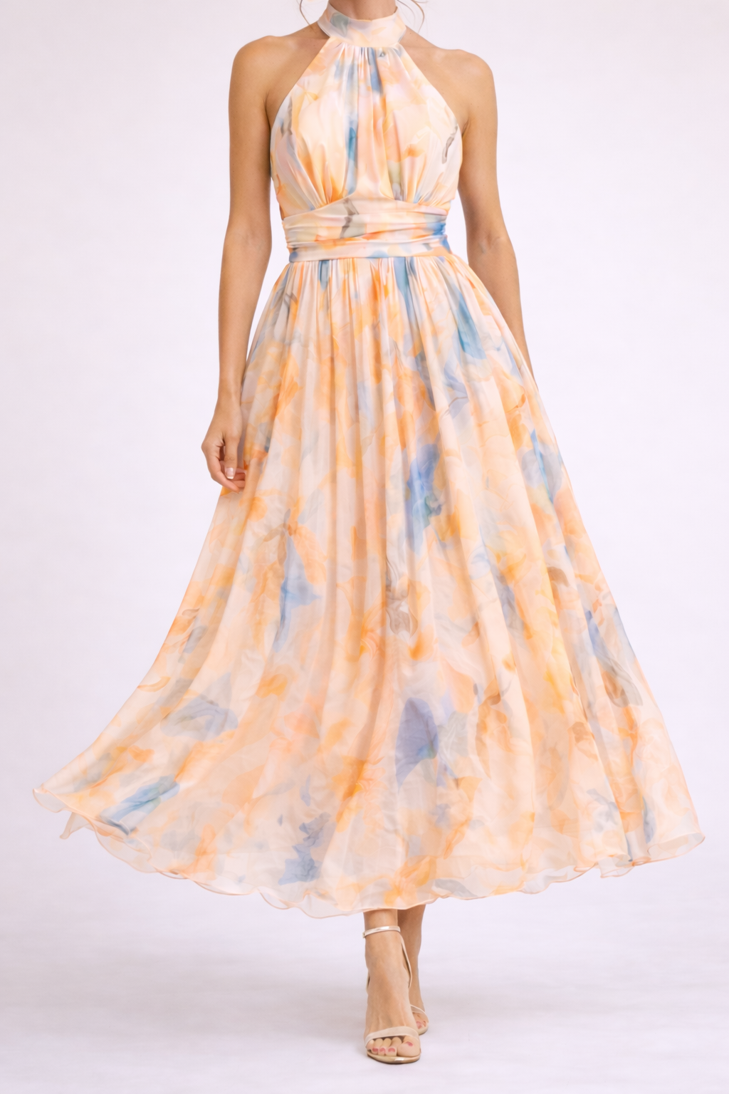 Loriane - Watercolor Halter Dress