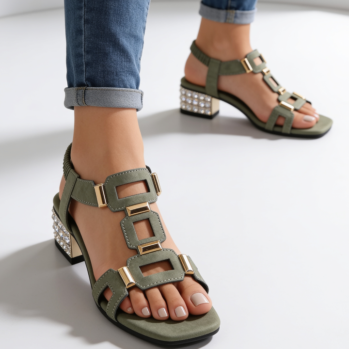 Bellina - Crystal Heel Sandals