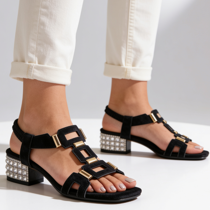 Bellina - Crystal Heel Sandals