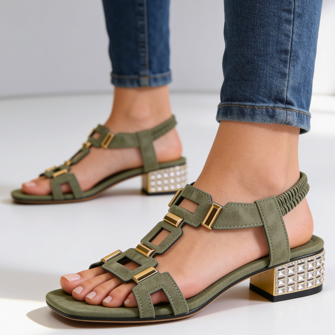 Bellina - Crystal Heel Sandals