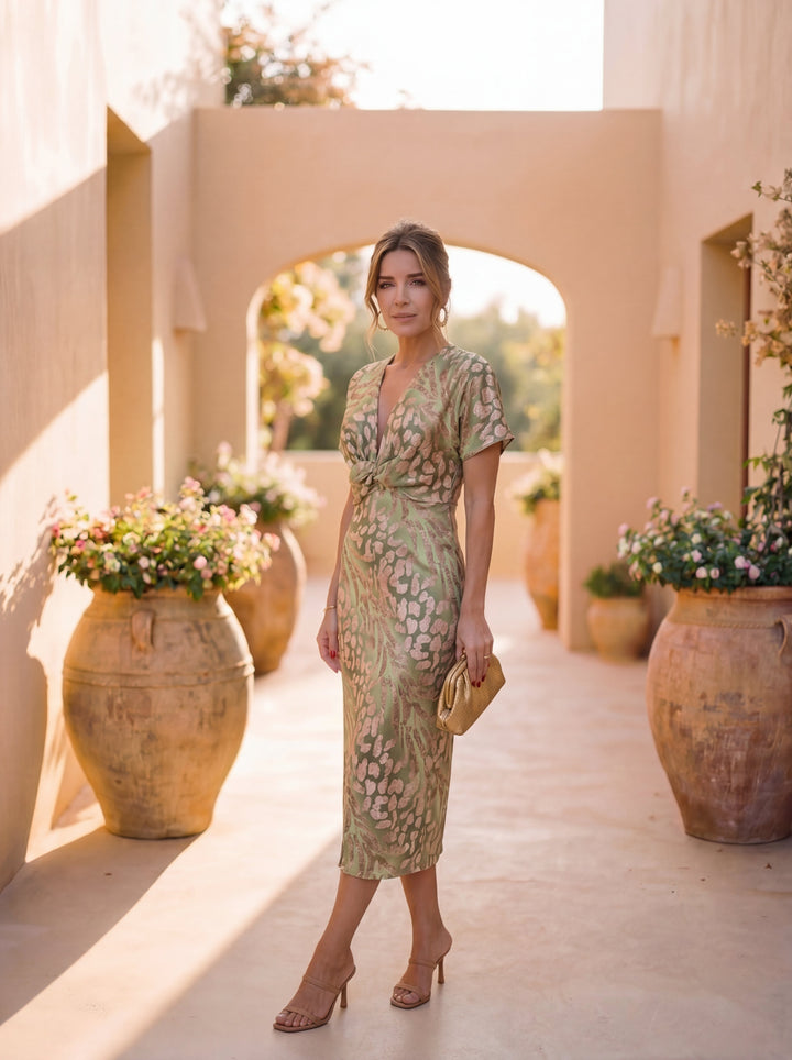 Marlowe - Elegant Midi Dress with Waist Bow