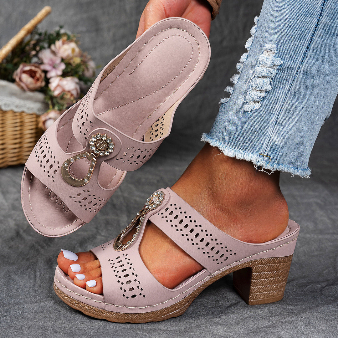 Clarisse Orthopedic Sandals with Rhinestone Heel