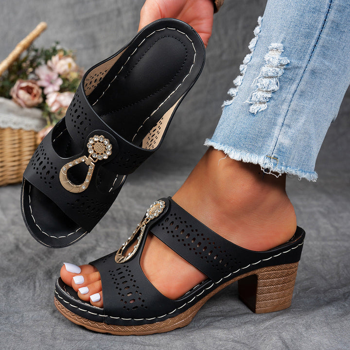 Clarisse Orthopedic Sandals with Rhinestone Heel