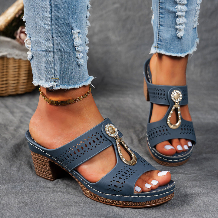 Clarisse Orthopedic Sandals with Rhinestone Heel