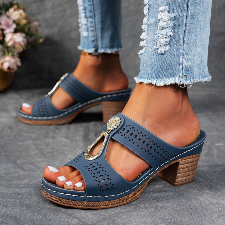 Clarisse Orthopedic Sandals with Rhinestone Heel