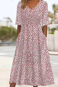 Zylera | Elegant and Flattering Midi Polka Dot Dress