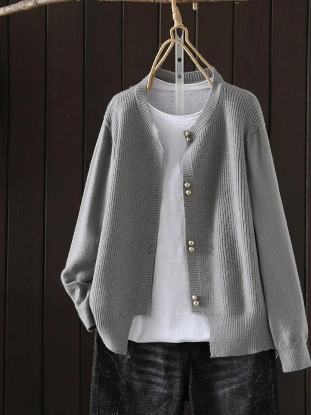 ONARA | PEARL-BUTTON CARDIGAN