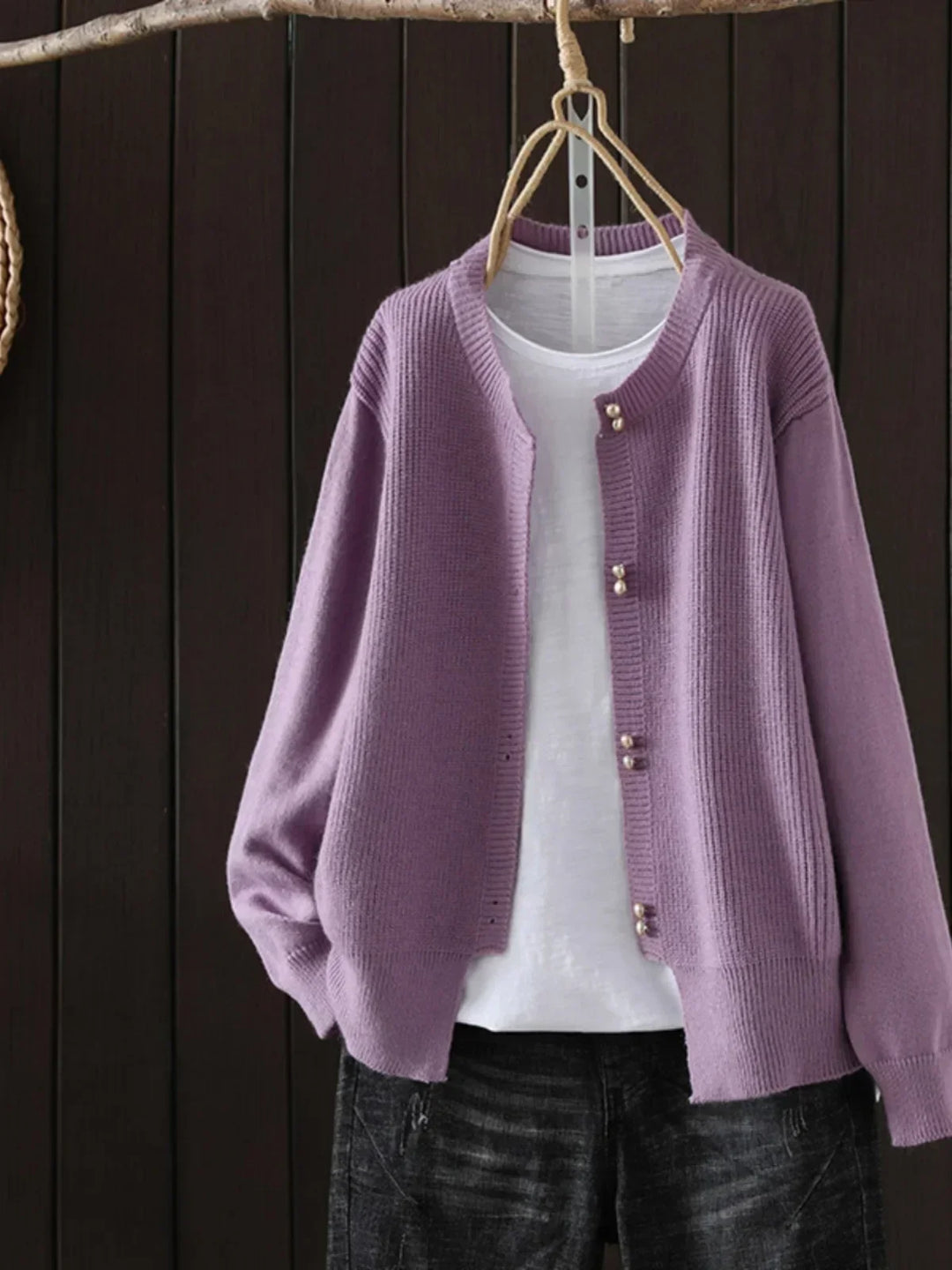 ONARA | PEARL-BUTTON CARDIGAN