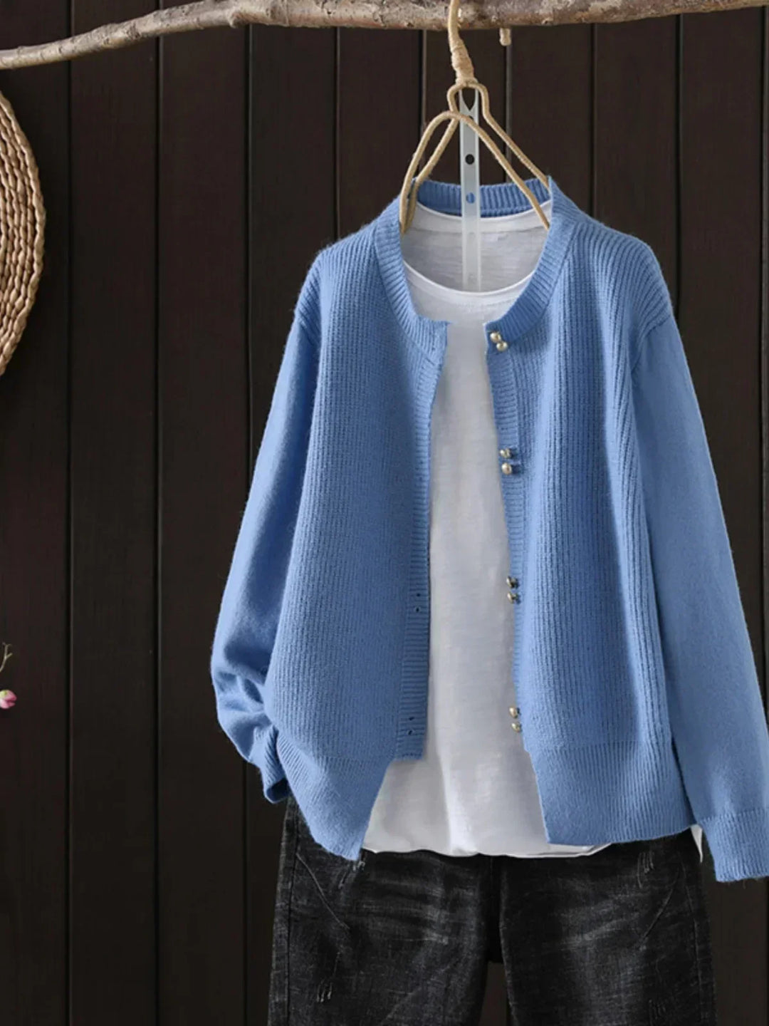 ONARA | PEARL-BUTTON CARDIGAN