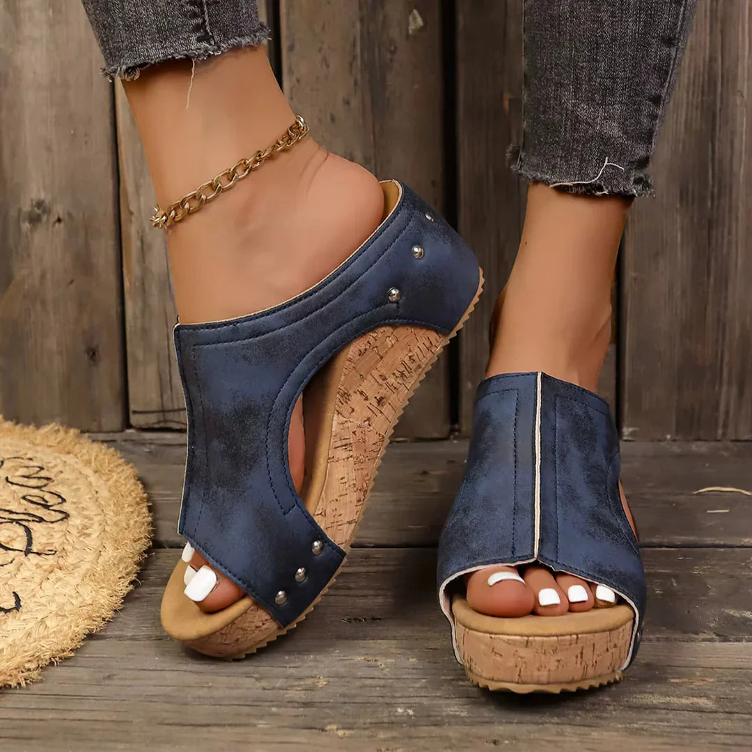 Talia - Studded Wedge Sandals