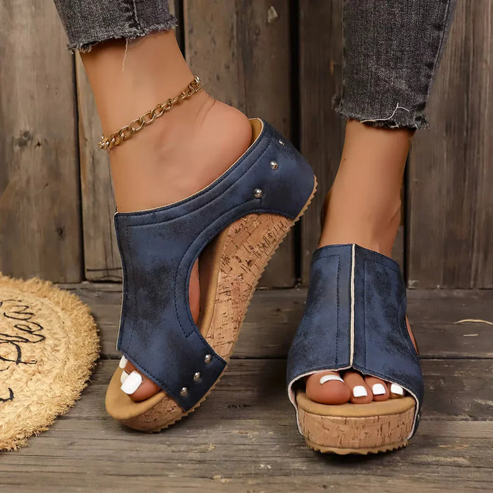 Talia - Studded Wedge Sandals