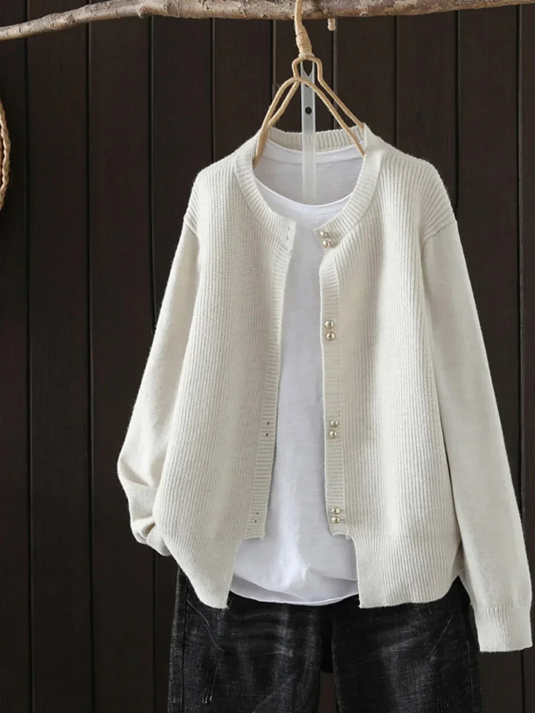 ONARA | PEARL-BUTTON CARDIGAN