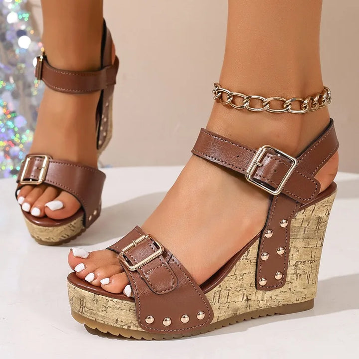 Nocta Studded Platform Wedge Sandals