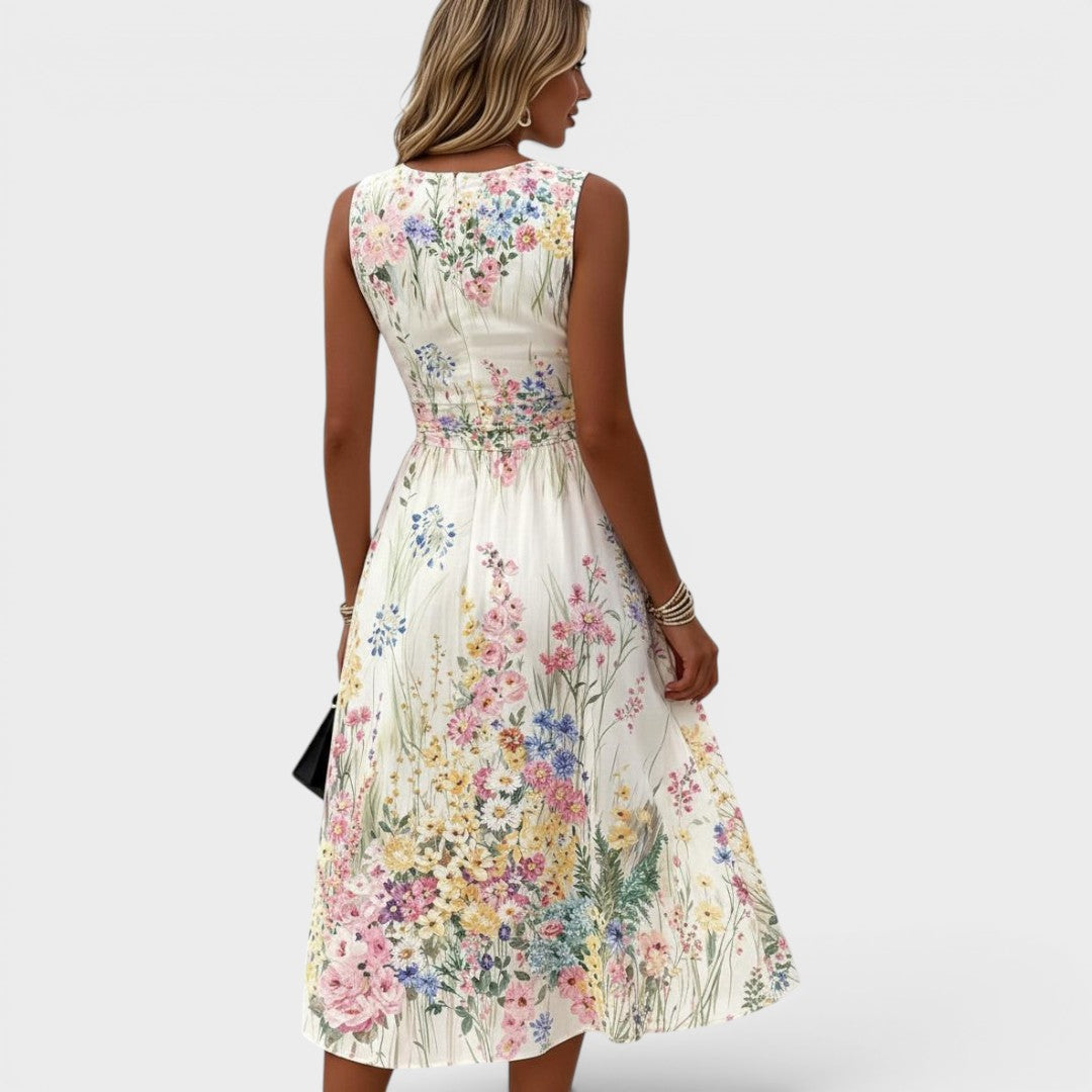 Joelle - Sleeveless Floral Midi Dress