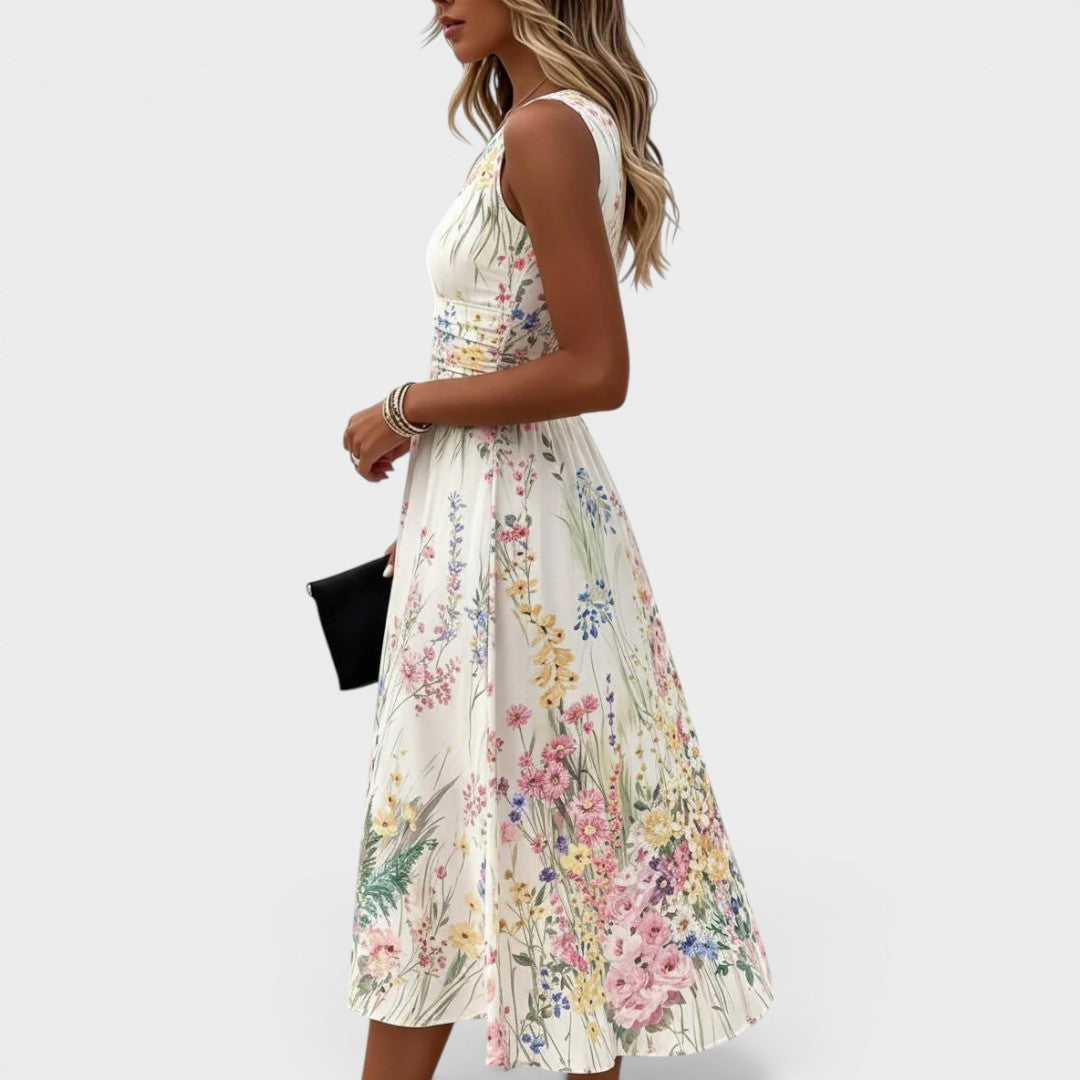 Joelle - Sleeveless Floral Midi Dress