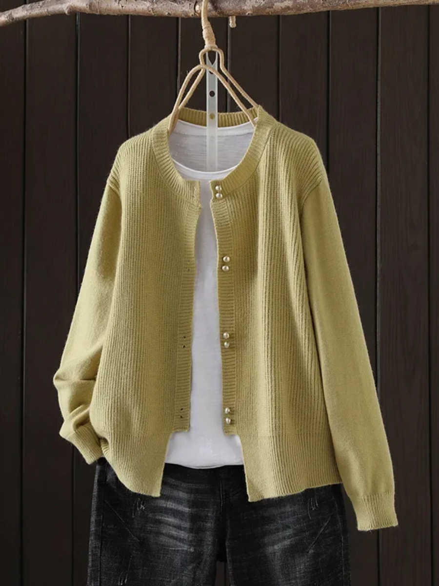 ONARA | PEARL-BUTTON CARDIGAN