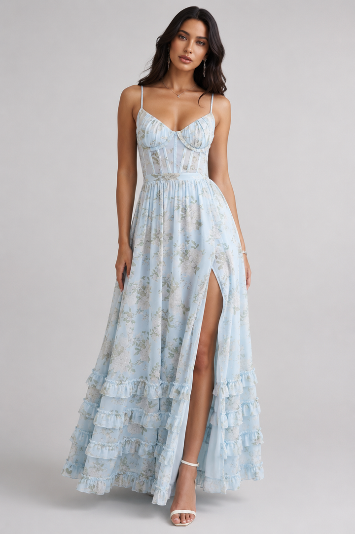 Noor - V-Neck Ruffle Maxi Dress