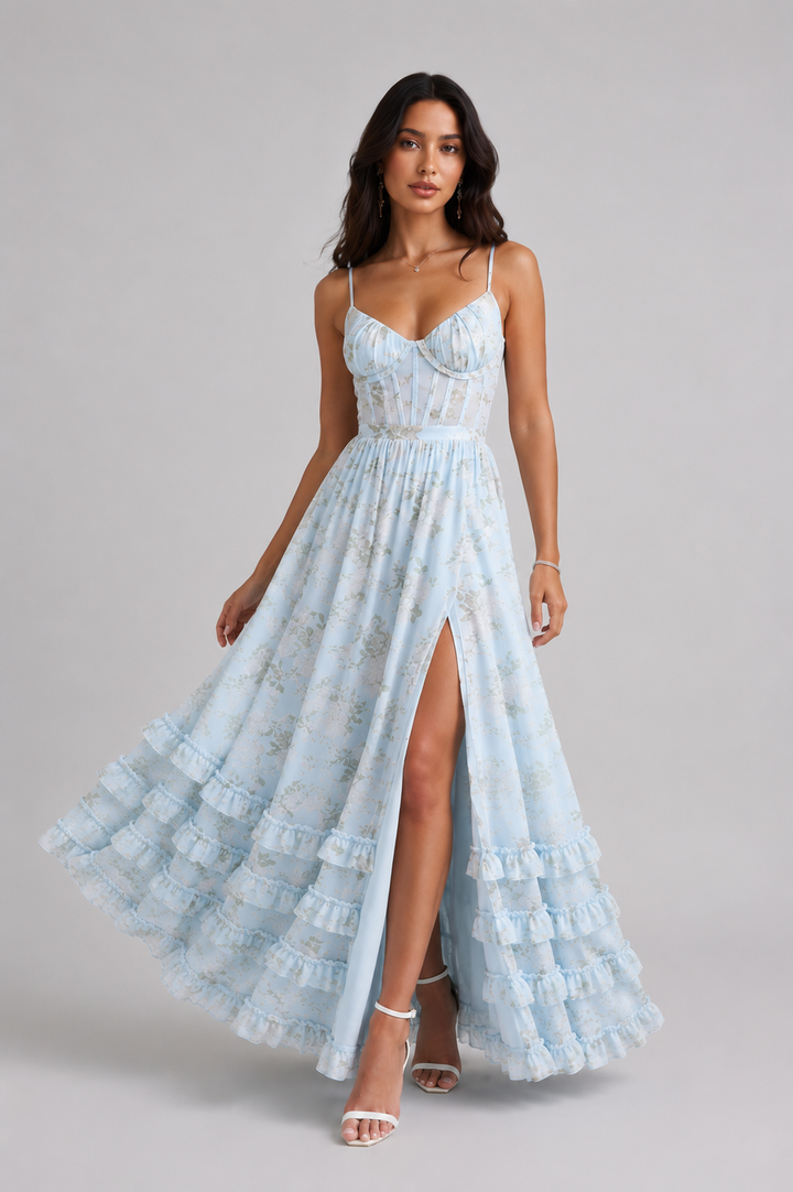 Noor - V-Neck Ruffle Maxi Dress