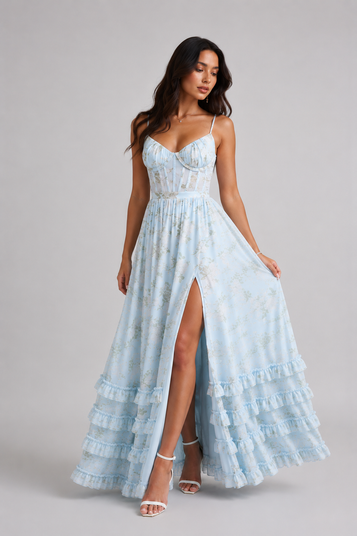 Noor - V-Neck Ruffle Maxi Dress