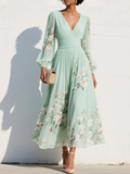 Rianne™ V-Neck Chiffon Pleated Floral Midi Dress