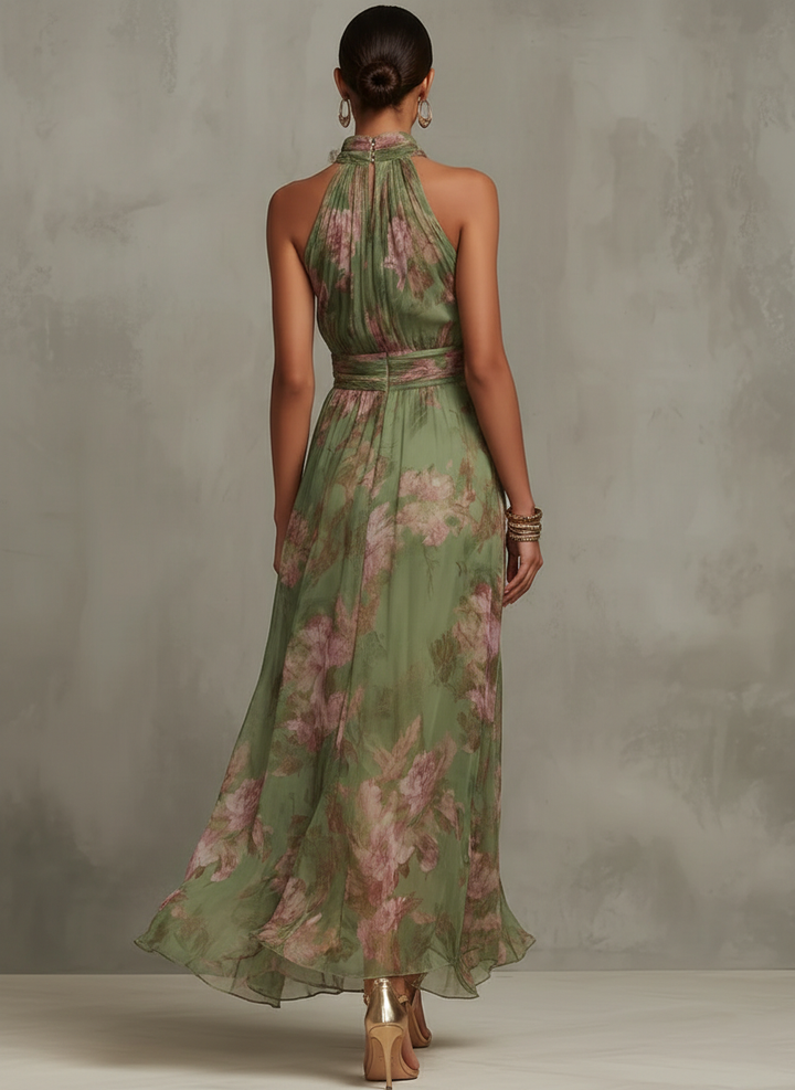 Iris | Elegant Floral Maxi Halter Dress