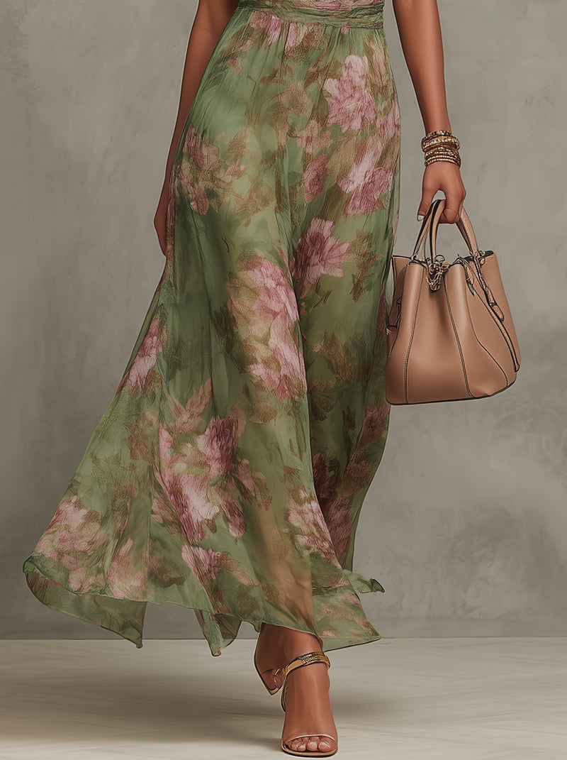 Iris | Elegant Floral Maxi Halter Dress