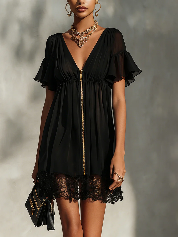 Giada - Black Lace Mini Dress