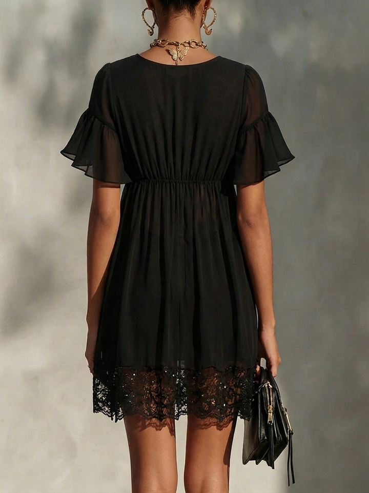 Giada - Black Lace Mini Dress