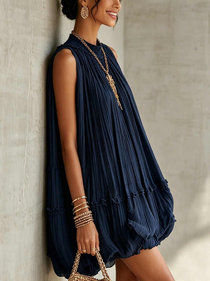 Fiorella - Navy Halter Bubble Mini Dress