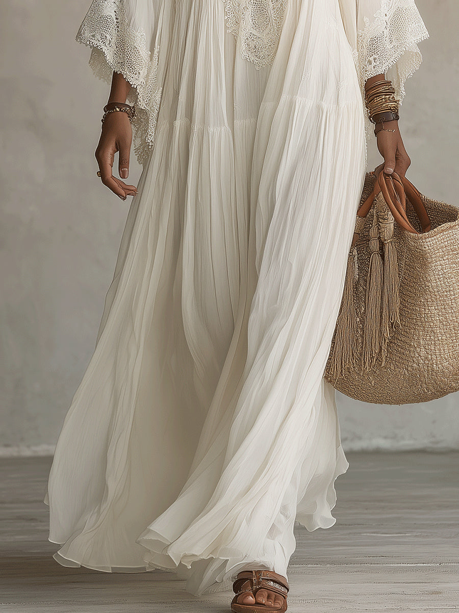 Seraphina - Ivory Chiffon Maxi Dress