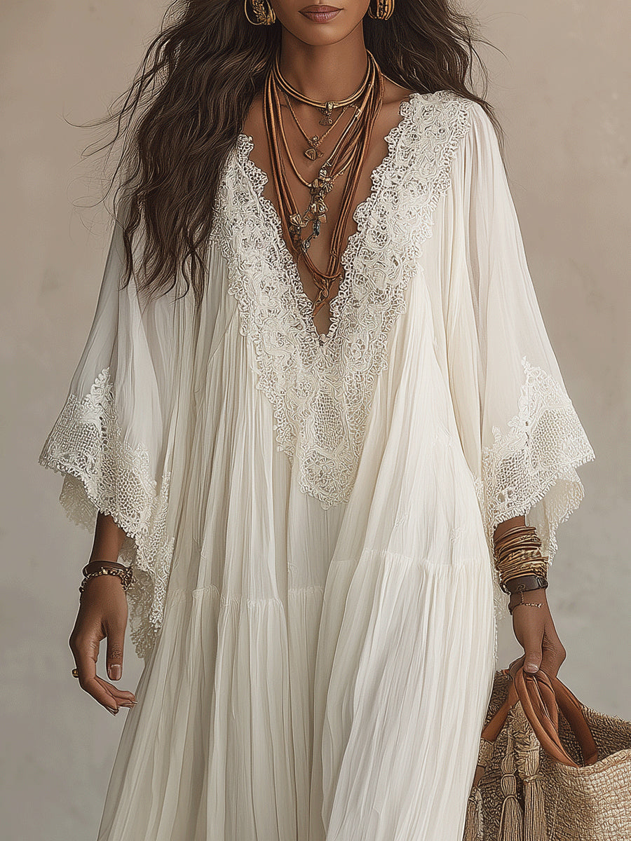 Seraphina - Ivory Chiffon Maxi Dress