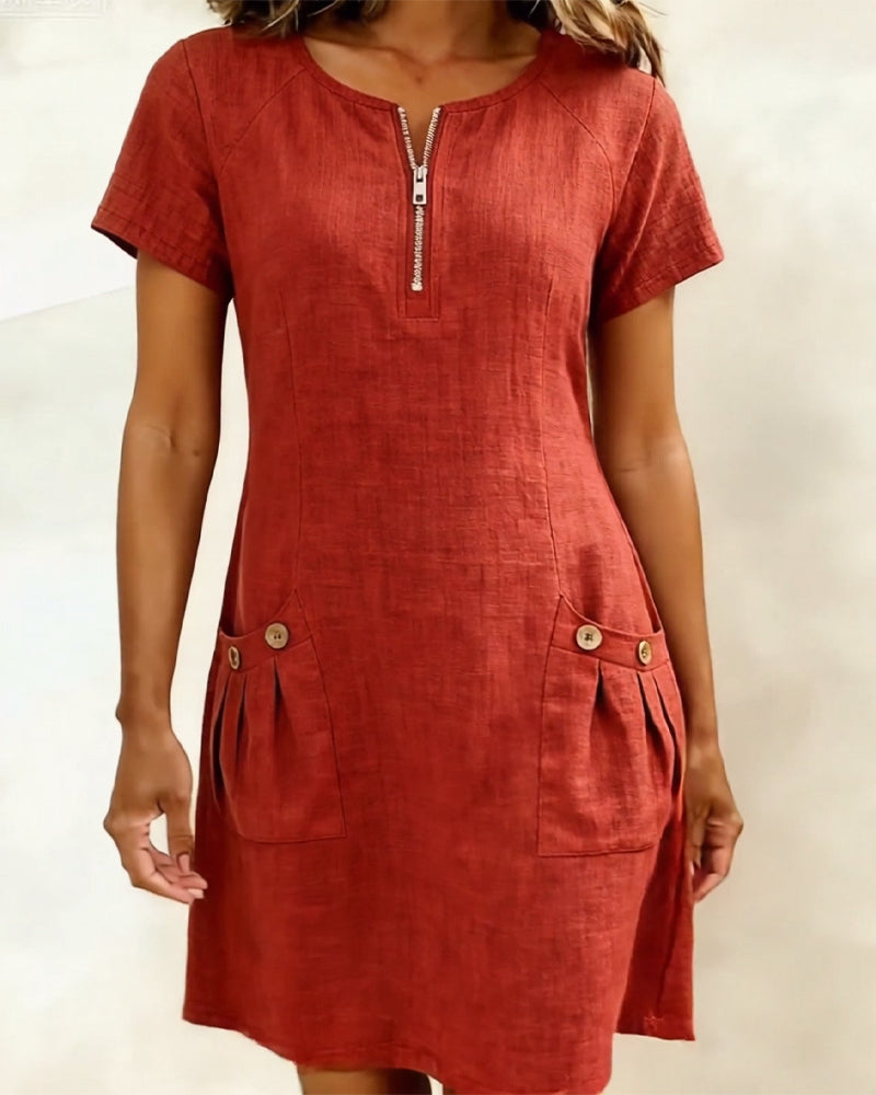 Margaux - Cotton-Linen A-Line Dress