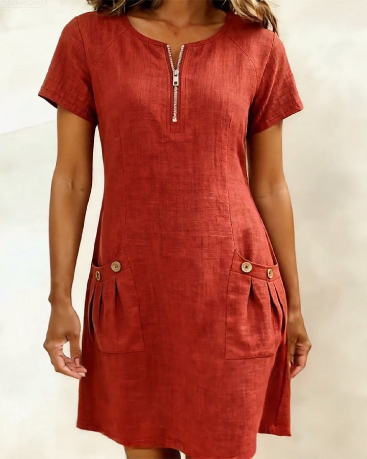 Margaux - Cotton-Linen A-Line Dress