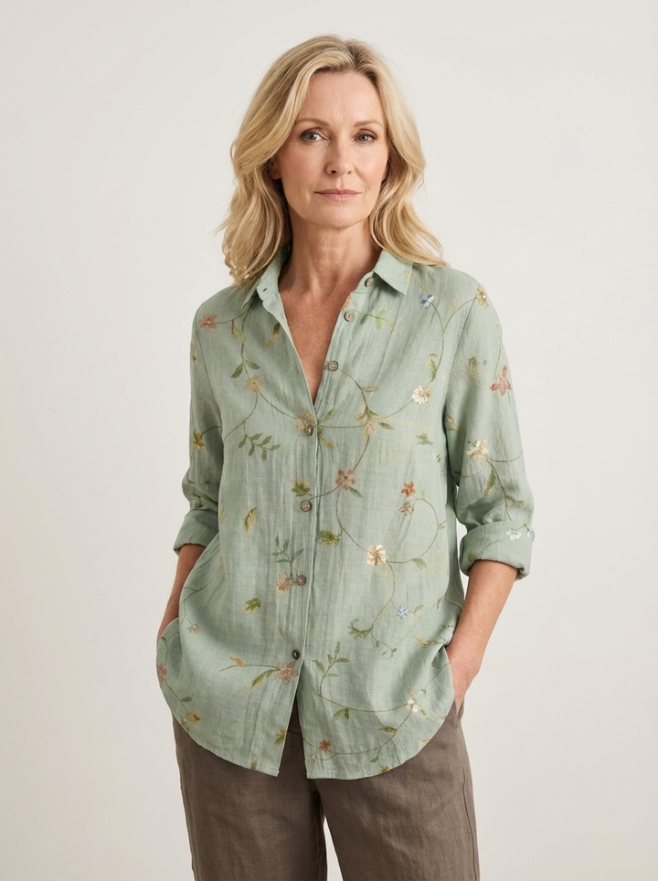 Maia | Floral Wave Cotton Blouse