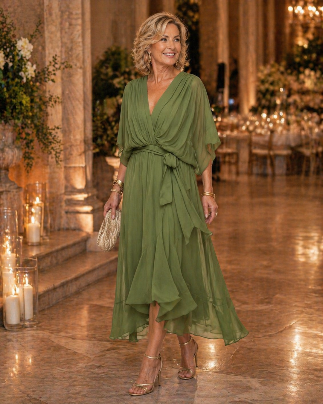 Soleia - Elegant V-Neck Dress