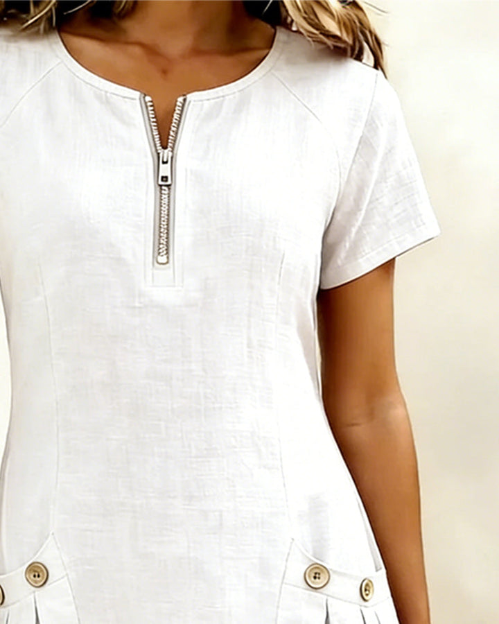 Margaux - Cotton-Linen A-Line Dress