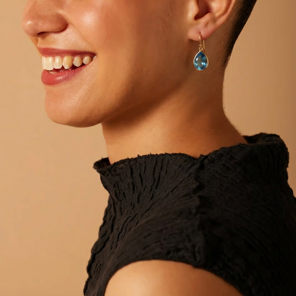 Nova Blue Crystal Drop Earrings