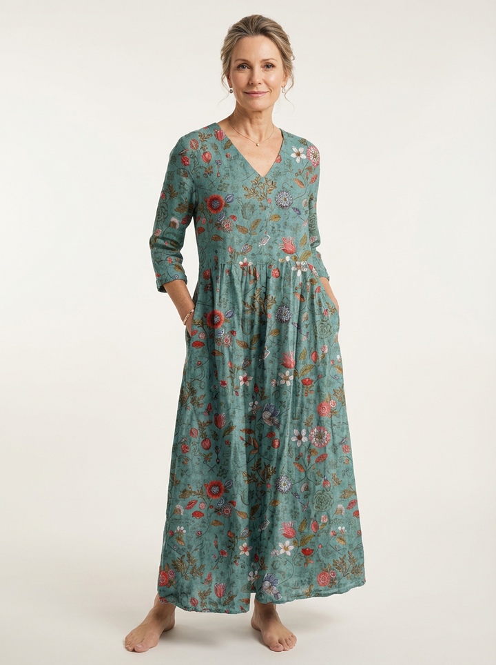 Elara | Vintage Floral Print Dress