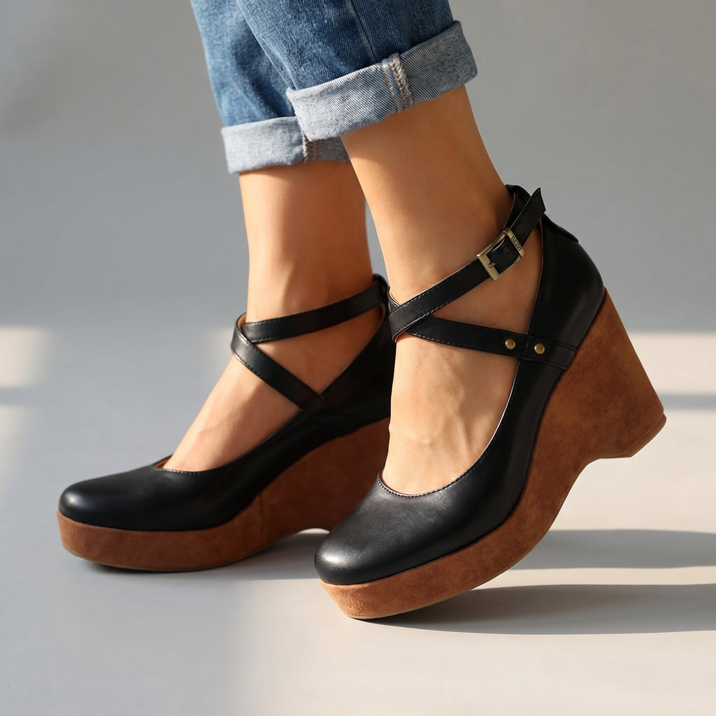 Kiara - Cross-Strap Wedges
