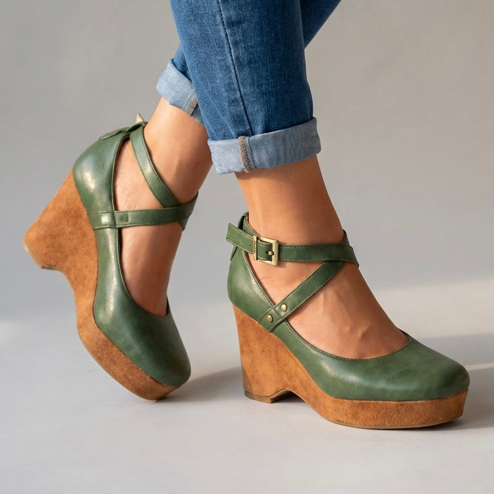 Kiara - Cross-Strap Wedges