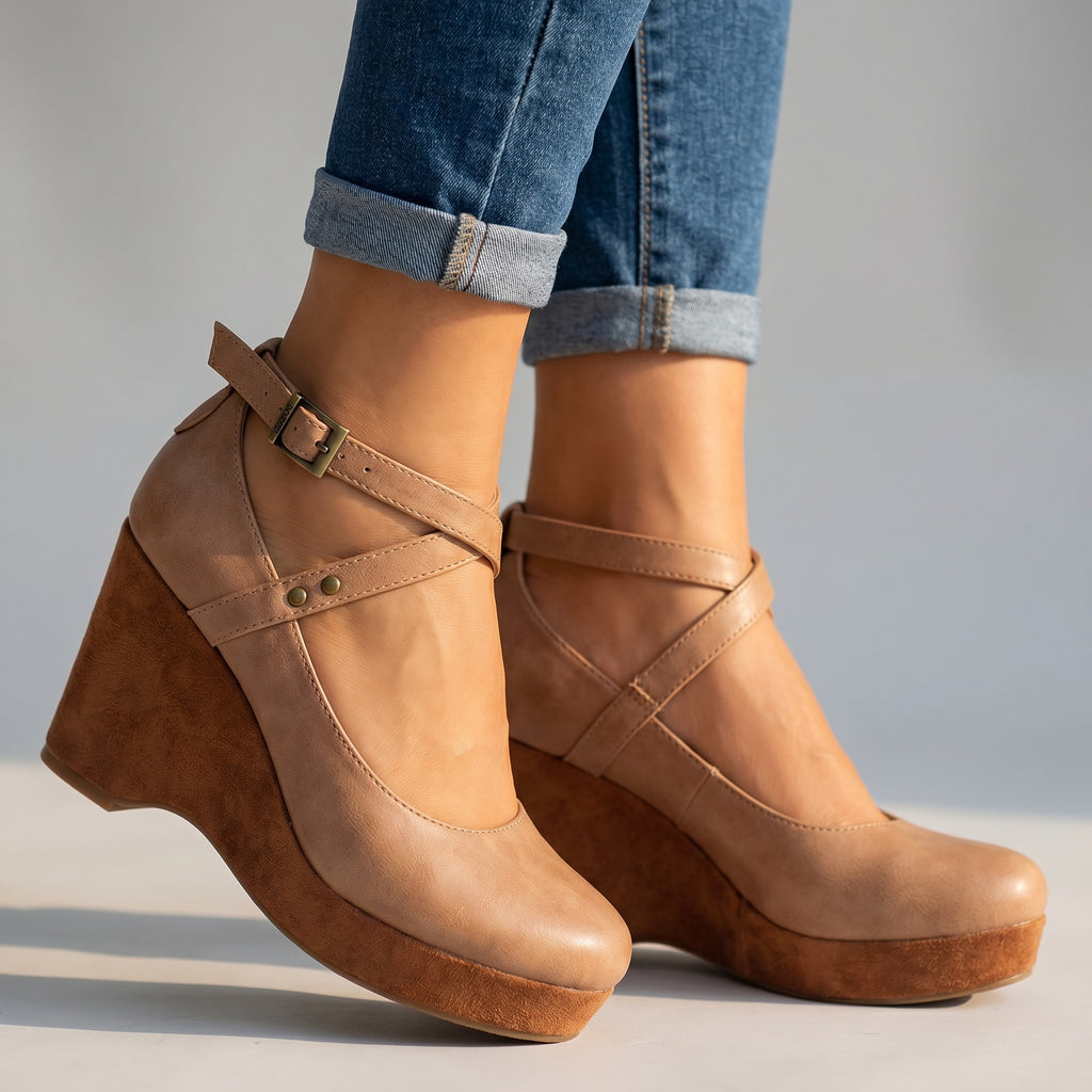 Kiara - Cross-Strap Wedges