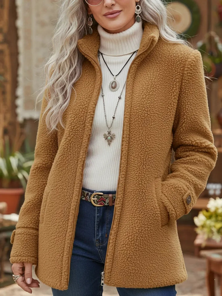 Lunelle | Full-Zip Lambswool-Feel Stand Collar Jacket