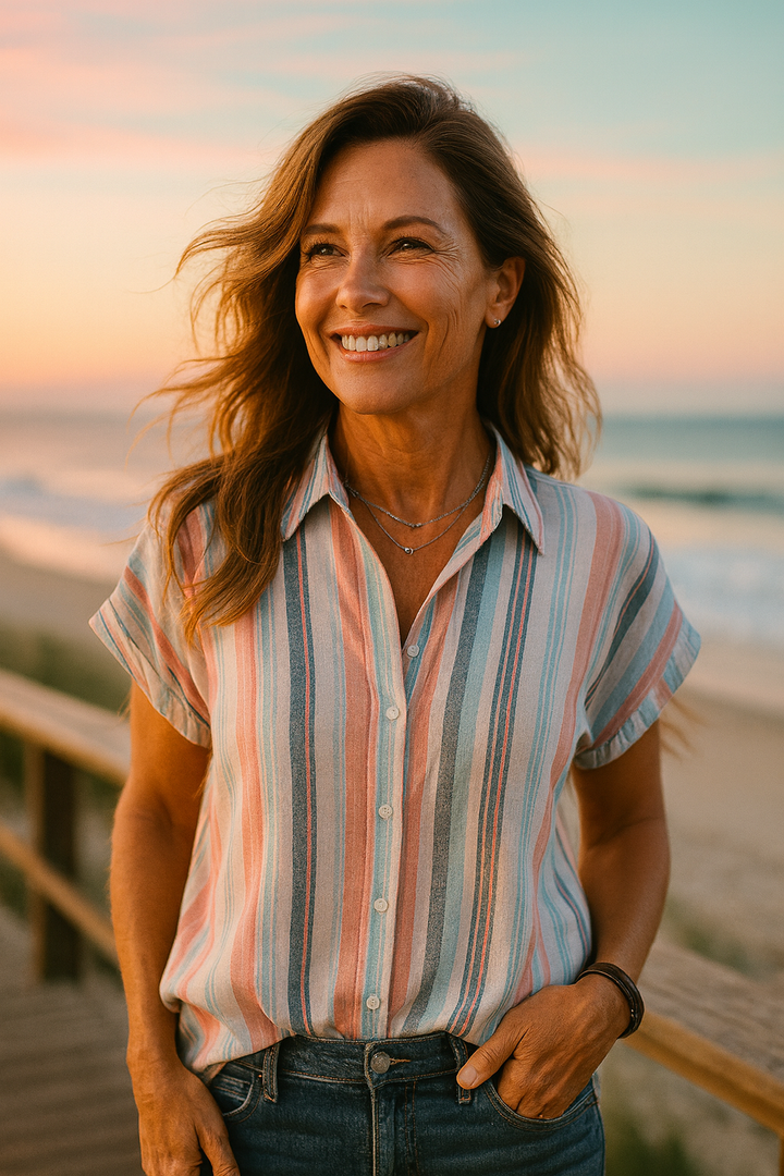 Luna | Casual Big Stripes Print Blouse