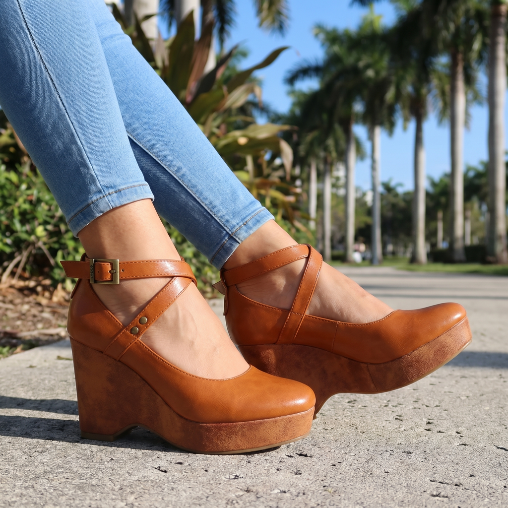 Kiara - Cross-Strap Wedges