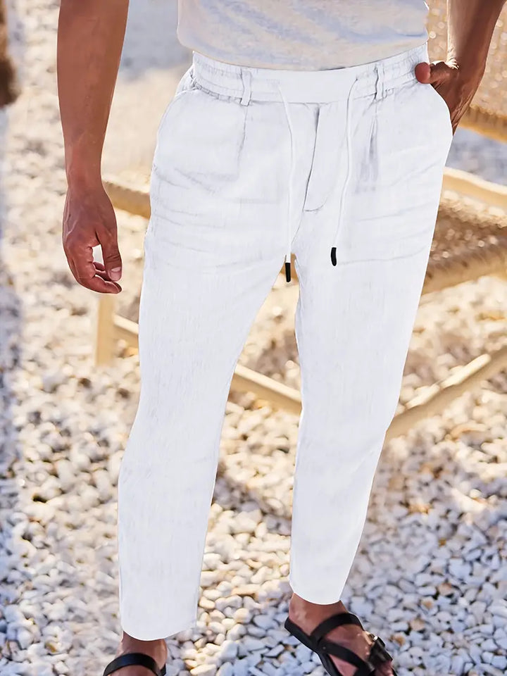 Rovello | WIDE LINEN PANTS WITH DRAWSTRING