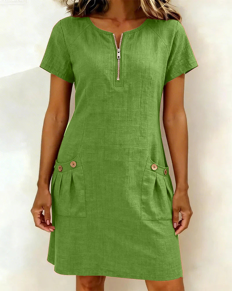 Margaux - Cotton-Linen A-Line Dress