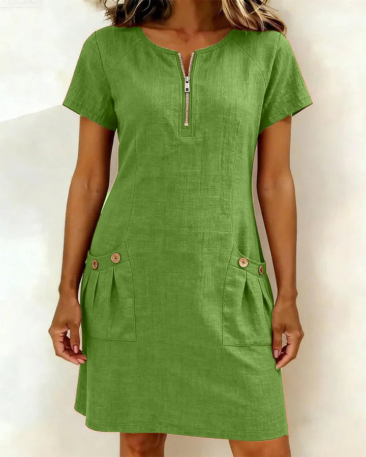 Margaux - Cotton-Linen A-Line Dress