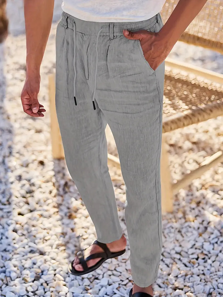 Rovello | WIDE LINEN PANTS WITH DRAWSTRING